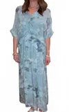 Look Mode Usa Tie Dye Silk Dress In Light Blue In Blue