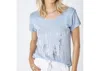LOOK MODE USA WATERFALL AND STAR T-SHIRT IN SILVER/BLUE