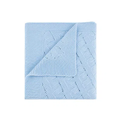 Loom & Cove 100% Cashmere Cable Knit Baby Blanket - Baby Blue