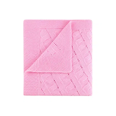 Loom & Cove 100% Cashmere Cable Knit Baby Blanket - Baby Pink