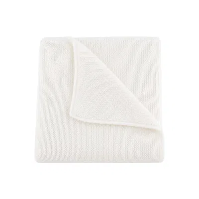 Loom & Cove 100% Cashmere Honeycomb Baby Blanket - White