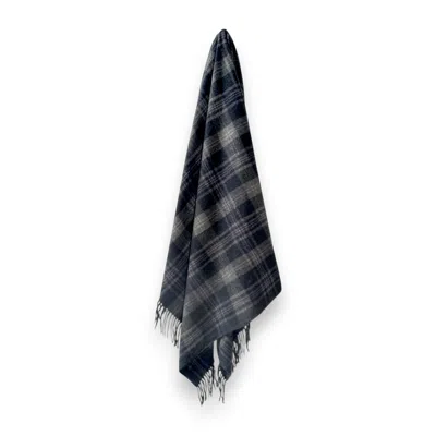 Loom & Cove Flint Grey - 100% Recycled Wool Tartan Blanket