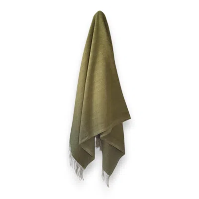 Loom & Cove Green Herringbone - 100% Recycled Wool Tartan Blanket