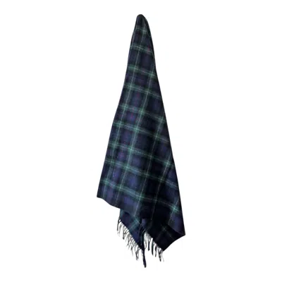 Loom & Cove Green Mackenzie - 100% Recycled Wool Tartan Blanket In Blue