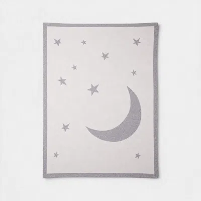 Loom & Cove Grey Cashmere Baby Blanket - Moon & Stars