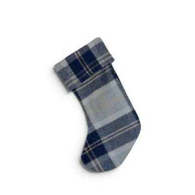 Loom & Cove Grey Silver Bannockbane - 100% Wool Christmas Stocking In Blue