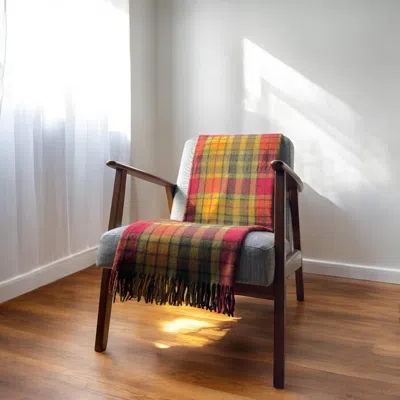 Loom & Cove Neutrals Autumn Buchanan - 100% Recycled Wool Tartan Knee Blanket In Multi
