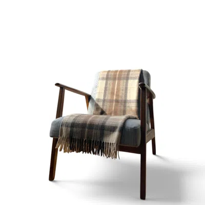 Loom & Cove Neutrals Natural Dress - 100% Recycled Wool Tartan Knee Blanket In Beige