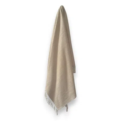 Loom & Cove Neutrals Sand Beige Herringbone - 100% Recycled Wool Tartan Blanket