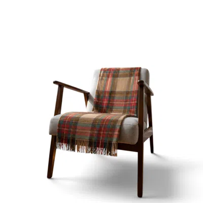 Loom & Cove Neutrals Stewart Dress Antique - 100% Recycled Wool Tartan Knee Blanket In Brown/white/yellow