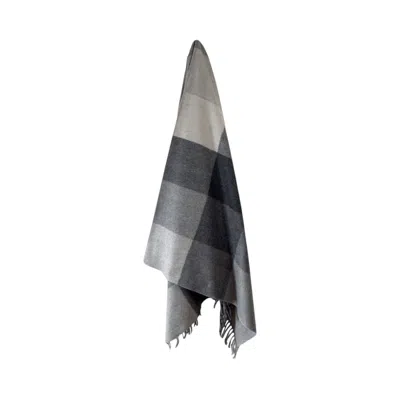 Loom & Cove Recycled Wool Lifestyle Blanket - Stone Grey Check In Gray