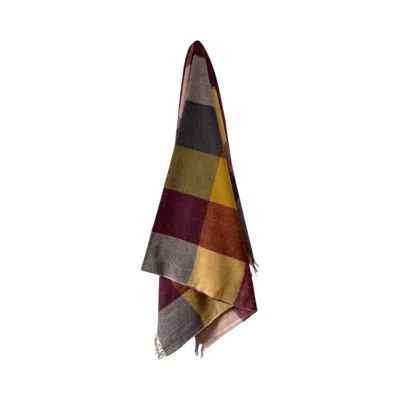 Loom & Cove Recycled Wool Lifestyle Blanket - Yellow/red/grey Check In Multi
