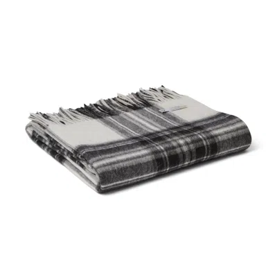 Loom & Cove White 100% Lambswool Tartan Blanket -  Grey Dress Stewart