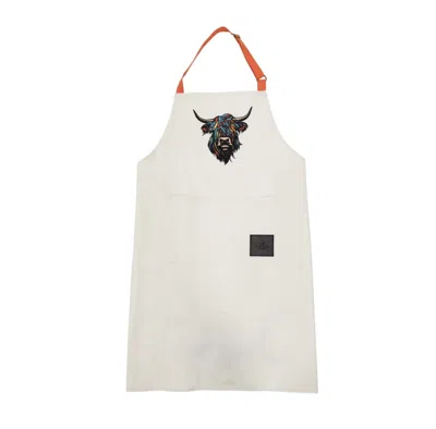Loom & Cove White Heilan Coo 100% Cotton Apron - Multi Coloured