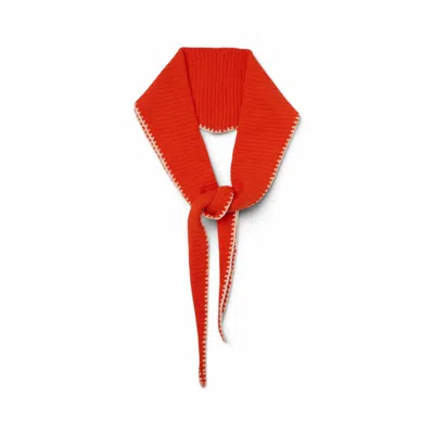 Loom & Cove Women's 100% Cashmere Triangle Scarf - Orange Stitch Edge