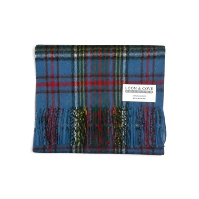 Loom & Cove Women's Blue Anderson - 100% Cashmere Tartan Scarf