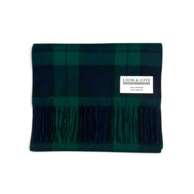 Loom & Cove Women's Green Blackwatch - 100% Cashmere Tartan Scarf