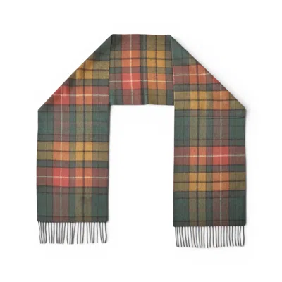 Loom & Cove Women's Neutrals Antique Buchanan - 100% Lambswool Tartan Scarf In Green