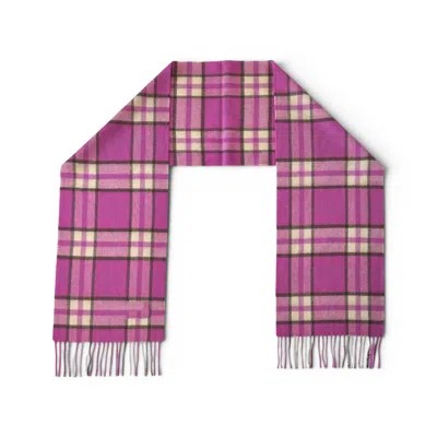 Loom & Cove Women's Pink Check - 100% Lambswool Tartan Scarf In Orange