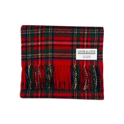 Loom & Cove Women's Red Royal Stewart - 100% Cashmere Tartan Scarf