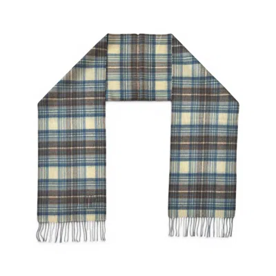 Loom & Cove Women's Stewart Muted Blue - 100% Lambswool Tartan Scarf In Multi