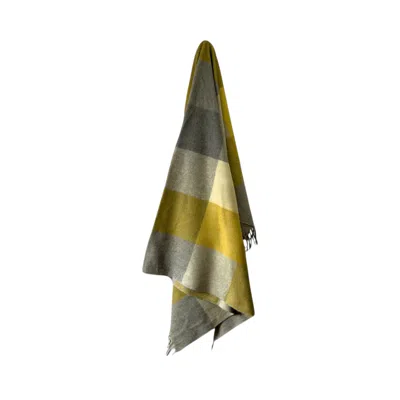 Loom & Cove Yellow Recycled Wool Lifestyle Blanket - Mango Check In Multi