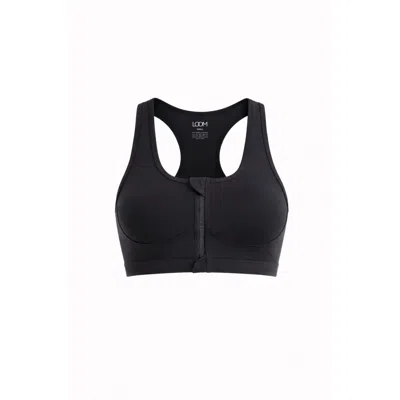 Loom Archives Women's Black Day Flow Zip Up Sports Bra In Blue