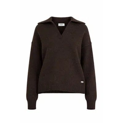 Loom Archives Women's Brown Loom Knit Collared Sweatshirt