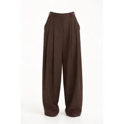 Loom Archives Women's Brown Loom Tailored Barrel Leg Trousers