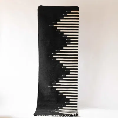 Loom Imports Rug No. 27 In Black With White Stripes