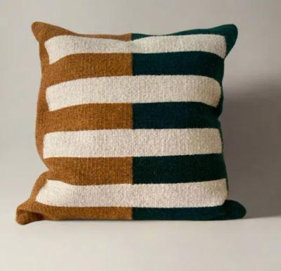 Loom Imports Wool Tri Colored Pillow Nº2 In Green, Gold, White