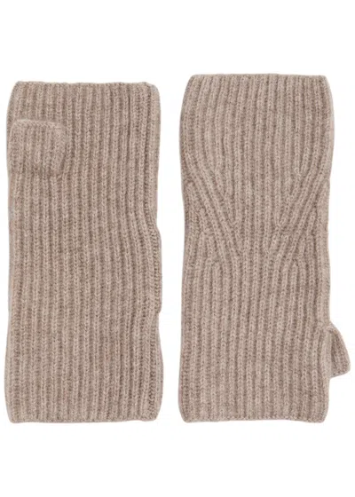 Loop Cashmere Fingerless Cashmere Mittens In Beige