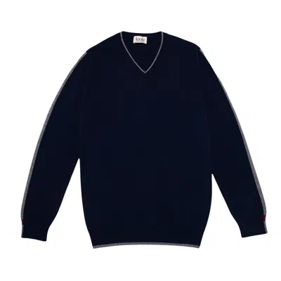 Loop Cashmere Mens Cashmere V Neck Sweater In Midnight Blue