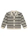 Loop Cashmere Women's Black / White Cashmere Striped Pointelle Jacket In Chalk/black In Multi