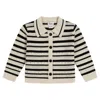 Loop Cashmere Women's Black / White Cashmere Striped Pointelle Jacket In Chalk/black
