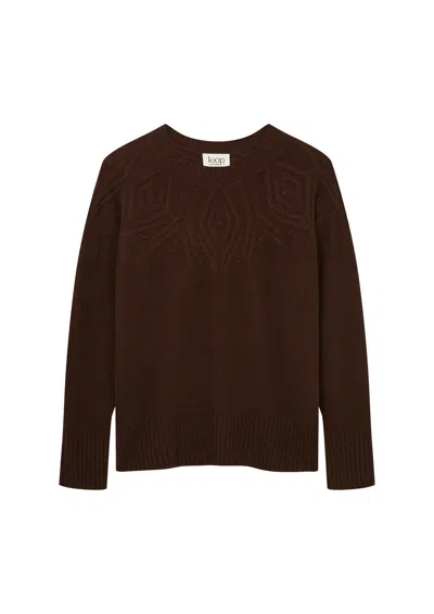 Loop Cashmere Women's Cable Yoke Sweater In Americano Brown