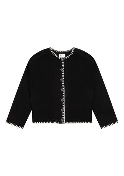 Loop Cashmere Women's Cashmere Blanket Stitch Cardigan In  Jet Black