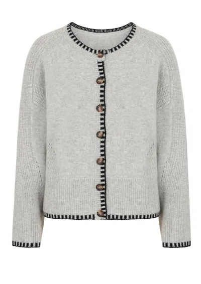 Loop Cashmere Women's Cashmere Blanket Stitch Cardigan In Mist Grey