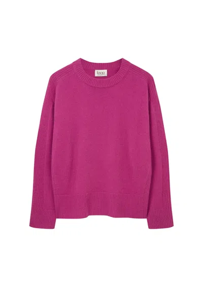Loop Cashmere Women's Cashmere Longline Crew Neck Sweater In Morello Pink