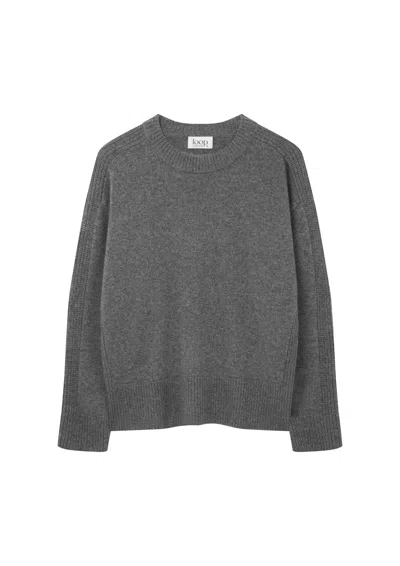 Loop Cashmere Women's Cashmere Longline Crew Neck Sweater In Pewter Grey