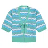 Loop Cashmere Women's Cashmere Wave Stitch Cardigan In Ocean Blue Stripe