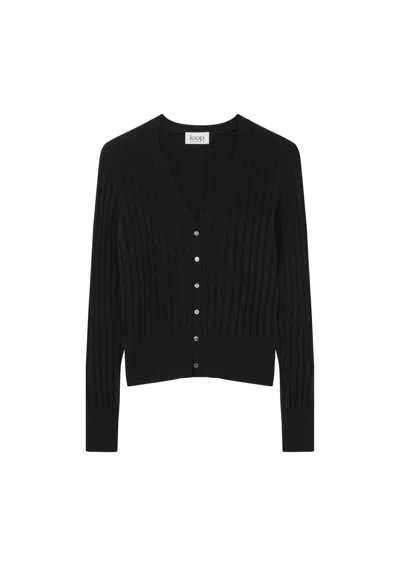 Loop Cashmere Women's Cashmere Wide Rib Cardigan In Black