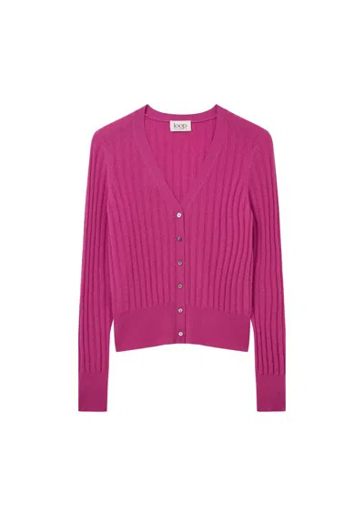 Loop Cashmere Women's Cashmere Wide Rib Cardigan In Morello Pink