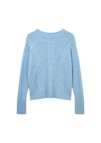 Loop Cashmere Women's Contour Cable Sweater In Cerulean Blue