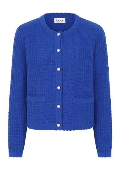 Loop Cashmere Women's Crew Neck Cardigan In Lapis Blue