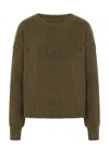 Loop Cashmere Women's Donegal Knit Sweatshirt In Moss Green In Brown