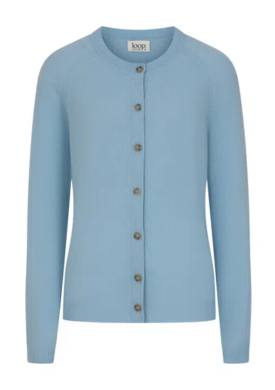 Loop Cashmere Women's Featherweight Cardigan In Still Blue
