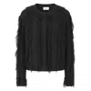 Loop Cashmere Women's Fringe Cable Jacket In Black In Black