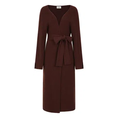 Loop Cashmere Women's Longline Cashmere Belted Cardigan In Java Brown