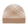 Loop Cashmere Women's Neutrals / Brown Brushed Check Beanie In Porcelaine White & Woodcarving Brown In Multi